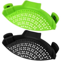 LUIISIS 2 Pcs Pasta & Pot Strainer, Adjustable Clip on Strainer, Silicone Food Strainer Hands-Free Pan Strainer, Clip-on Kitchen Food Strainer for Spaghetti, Pasta, Ground Beef Fits All Bowls and Pots Fits all Pots and Bowls