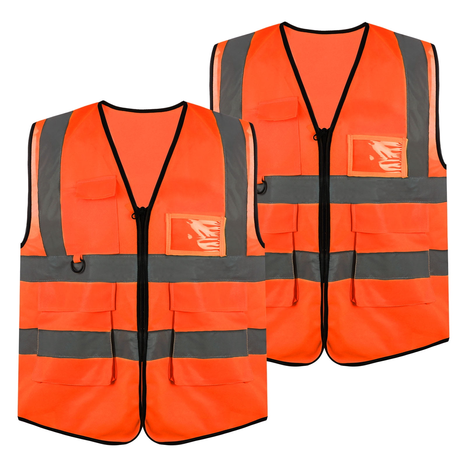 LUIISIS 2 Pcs Safety Vest with Pockets, Unisex High Visibility Vests with Reflective Strips