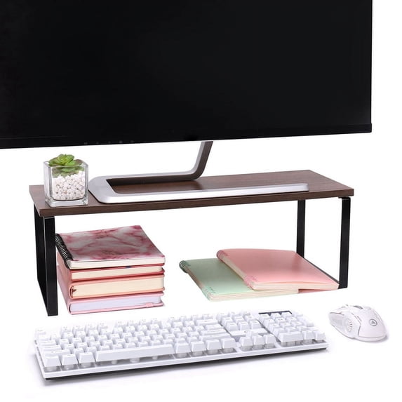 Pc Riser Wood LUIISIS 20 Inch Monitor Stand Riser, Wood Desk Storage Organizer ...