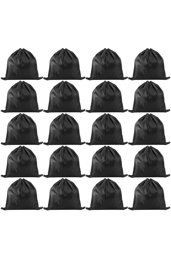 20 Pcs Drawstring Backpacks Bulk, 16.14 "x16.14 " Drawstring Bags, Draw String Back Bag Cinch Sack Drawstring Gym Bag, Black Gym Sport Bag for Sport, Traveling, Team