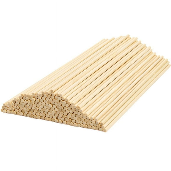 LUIISIS 200Pcs Wooden Dowel Rods 0.15 x 7.87 Inch Wood Sticks for Crafts, Precut Wooden Rod Bamboo Sticks Hardwood Wood Dowels for DIY Projects, Cake Dowels Hardwood Craft Dowel Rods
