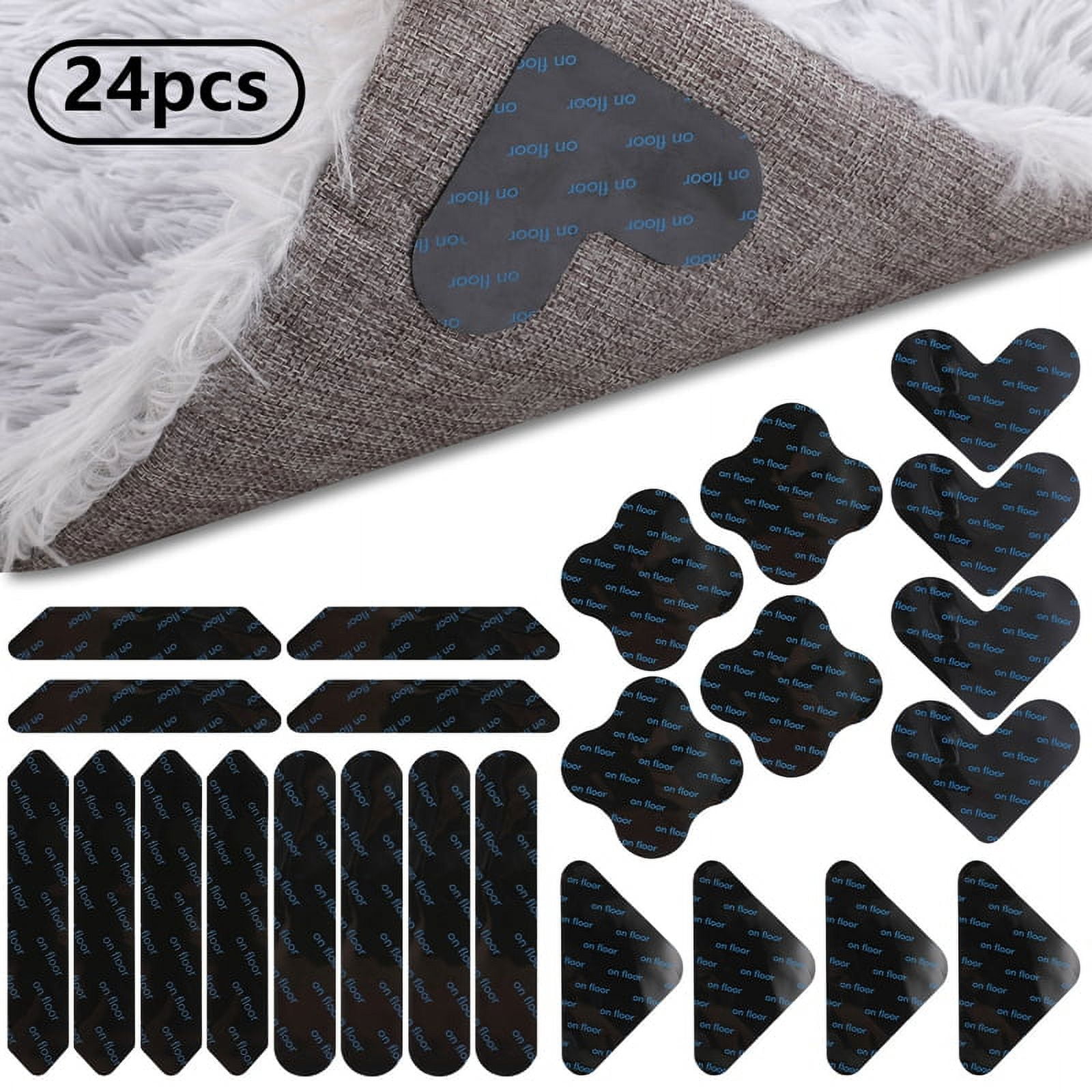 LUIISIS 24PCS Rug Anti Gripper, Double Sided Reusable Under Rug Carpet