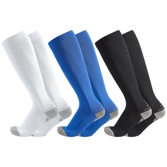 LUIISIS 3 Pairs Compression Socks, 20-30 mmhg Flight Socks Knee High Compression Stockings, S/M Circulation Support Socks for Athletic Nurse Running Travel