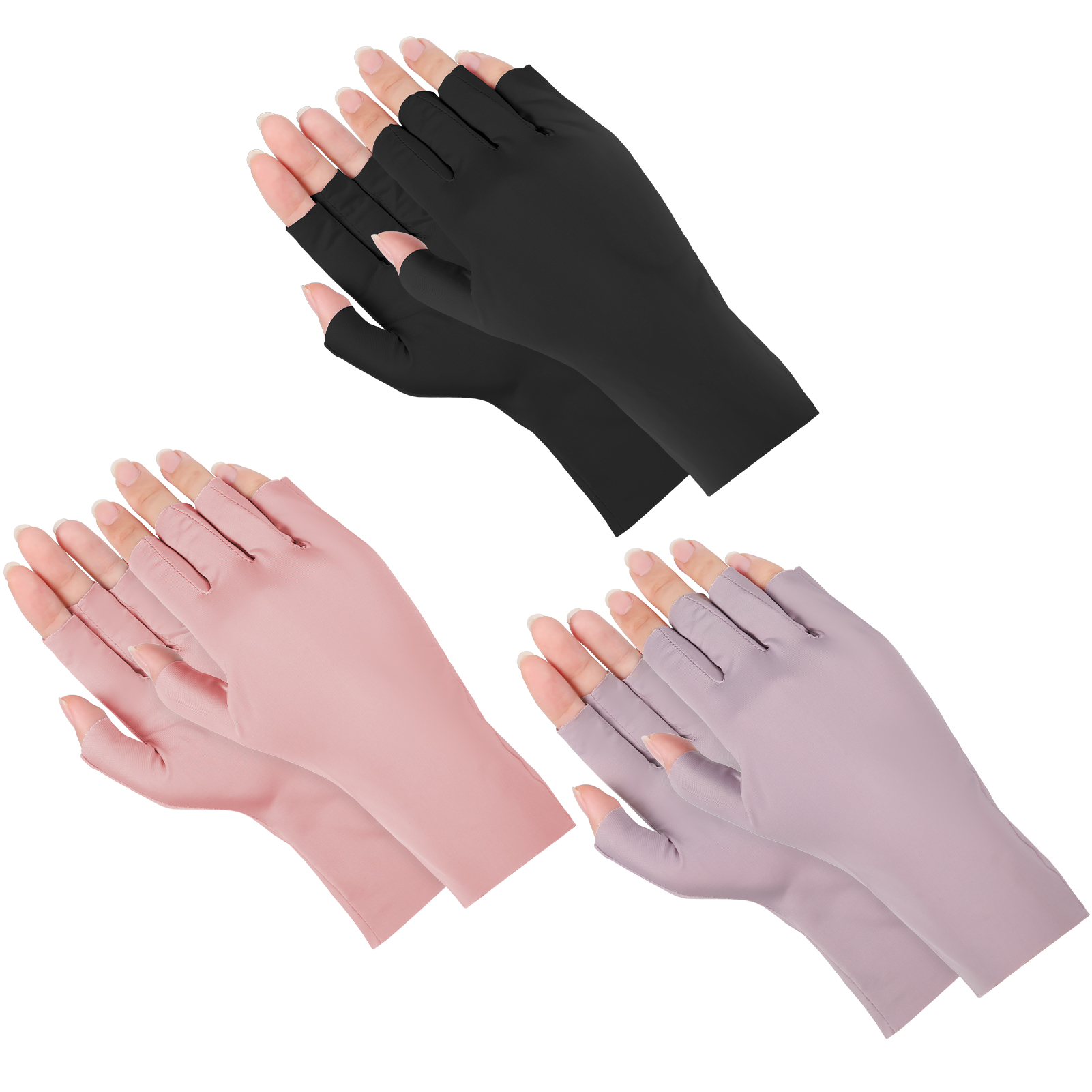 LUIISIS 3 Pairs UVProtection Gloves with UPF 50+, Women Sun Gloves