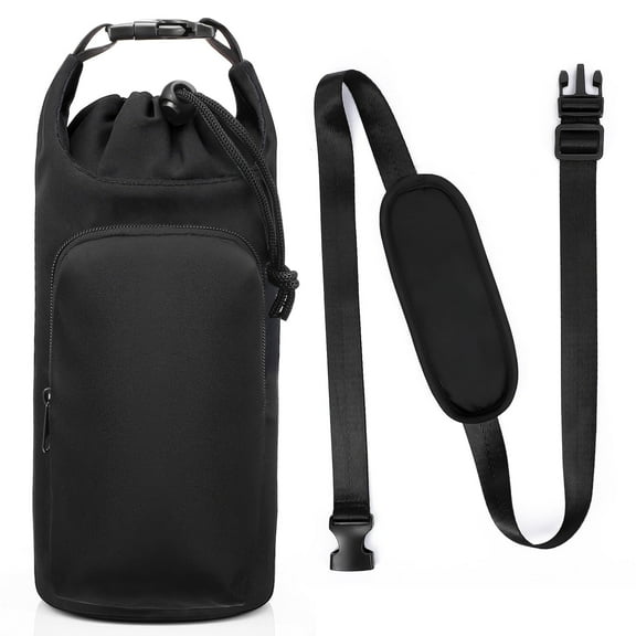 LUIISIS 20 to 40 oz Water Bottle Holder, Water Bottle Bag with Adjustable Detachable Shoulder Strap, Bike Water Bottle Carrier, Water Bottle Sling with Phone Pocket for Hiking Camping Travelling