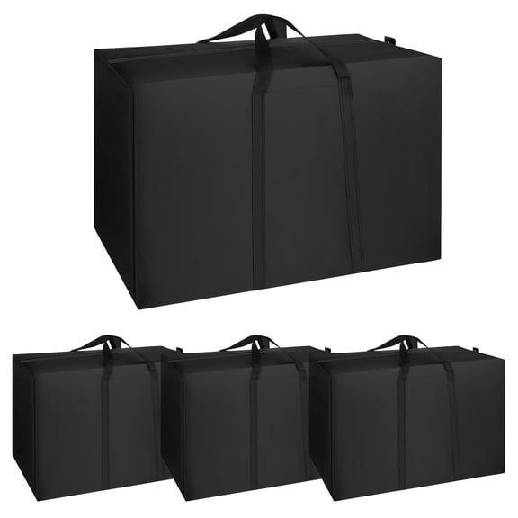 LUIISIS 4 Pack Extra Large Moving Bags with Zippers, 115L Oxford Cloth Storage Totes with Reinforced Handles, Waterproof, Heavy Duty Storage Bags for Moving,College, Travel, Space Saving Organizer