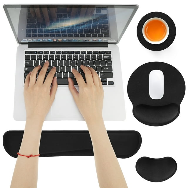 LUIISIS 4Pcs Ergonomic Mouse Pad Wrist Support Set, Mousepad + Keyboard