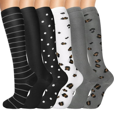 LUIISIS 6 Pairs S/M Size Compression Socks, 20-30 mmHg Knee High Compression Socks, Nylon Unisex Compreeion Sport Sock for Medical, Running,Nursing,Athletic(S/M)