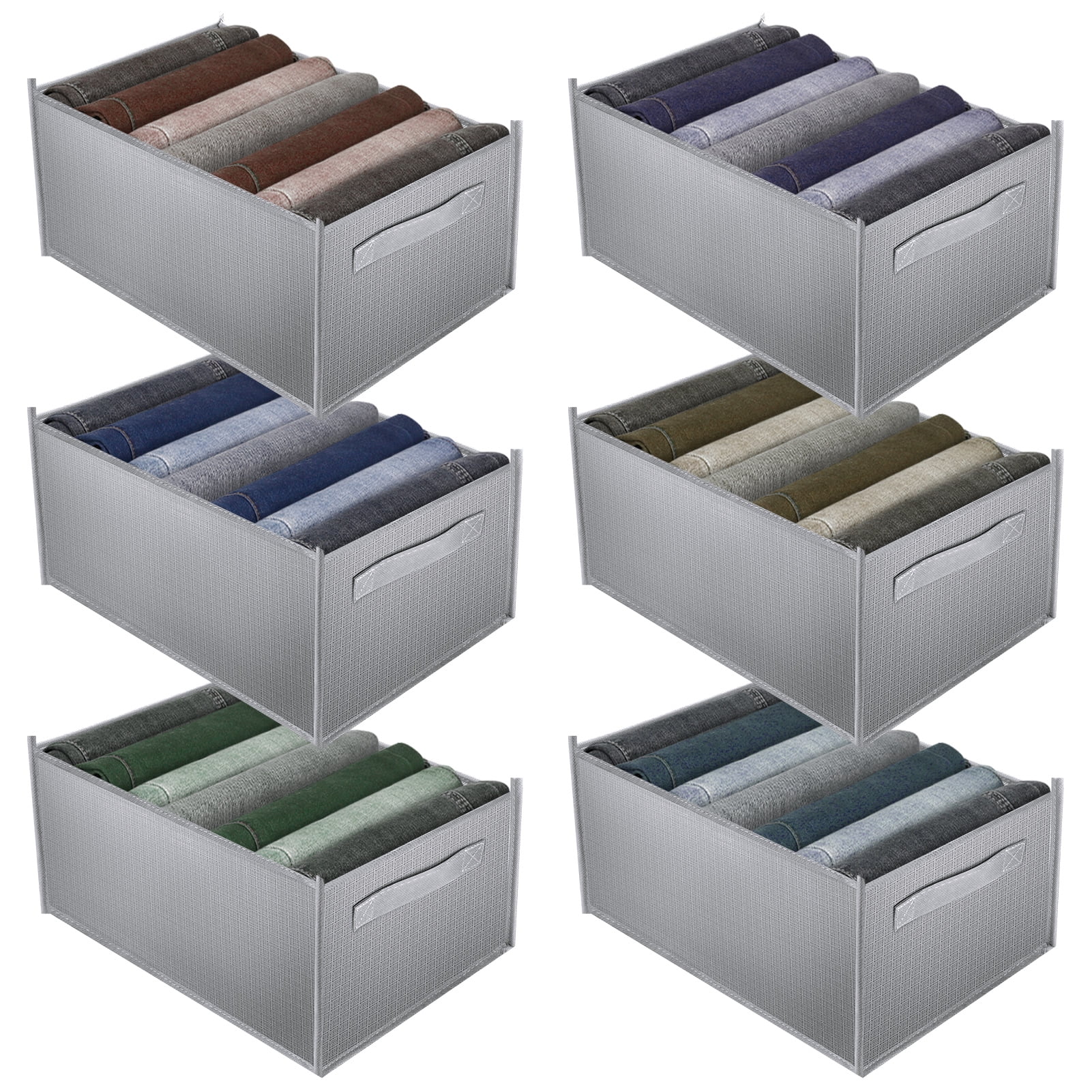 Luiisis Foldable Linen Storage Baskets, Gray, 6 Count