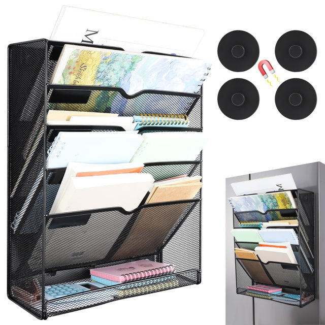 LUIISIS 6 Tier Wall File Organizer, Mesh Wall File Holder No