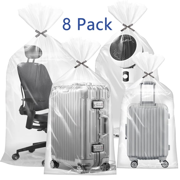 LUIISIS 8 Pack Large Clear Storage Bags, 3.94 Mils Plastic Storage Bags with 40*60 and 35*47 inches, Jumbo Moving Bags for Clothes Toys Sheet Suitcase Furniture