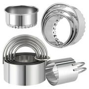 LUIISIS 8 Pieces Biscuit Cutter Set, Round Cookie Cutters with Handle, Stainless Steel Circle Professional Baking Dough Tools for Cake