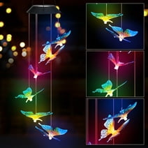 LUIISIS Butterfly Solar Wind Chimes for Outside, Mothers Day Solar Wind Chimes, Hanging Changing Colors Lights Solar Wind Chime Birthday Gifts for Mom Grandma Gifts