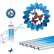LUIISIS Butterfly Wind Chimes, Mother Day Wind Chimes with Wind Spinner, Aluminium Wind Chimes Gifts for Teacher, Parents, Butterfly Wind Chimes for Garden, Patio, Backyard or Porch(butterfly)