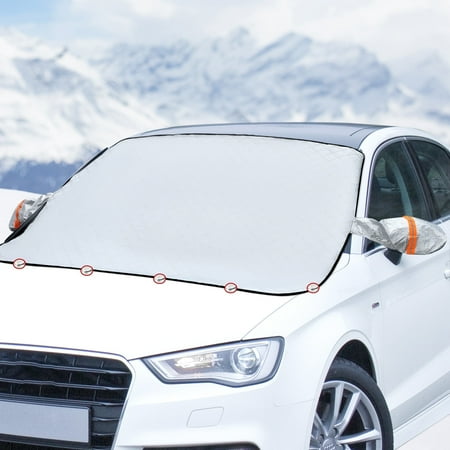 LUIISIS Car Windshield Cover with Side Mirror Cover from Ice, Snow, Sun, Dust, 57.87" x 45.67", Magnetic Windshield Cover Foldable, Fit for Large Sedan/Large SUV/Pickup, Waterproof and Windproof
