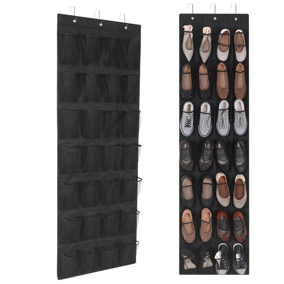 LUIISIS 28 Large Pockets Over The Door Shoe Organizer, Hanging Shoe Organizer for Closet, Shoes Hanger Organizers Storage Holder for Back of Door and 3 Metal Hook
