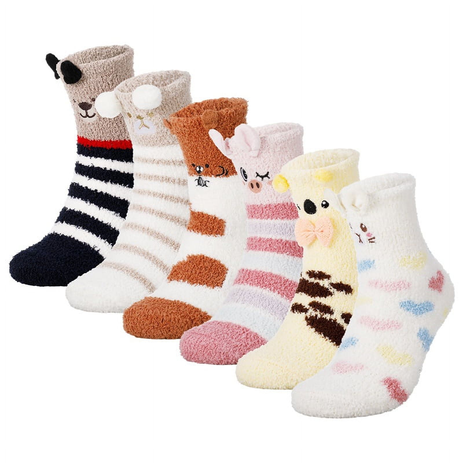 LUIISIS Fluffy 6 Pairs Fuzzy Socks for Women, Fluffy Socks Womens