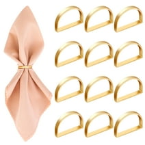 LUIISIS Napkin Rings Set of 12, Gold Napkin Ring Semicircle Metal Napkin Ring  Modern Ring Holder for Table Settings Wedding Christmas Party Dinner Table (Gold Semicircle, 12Pcs)