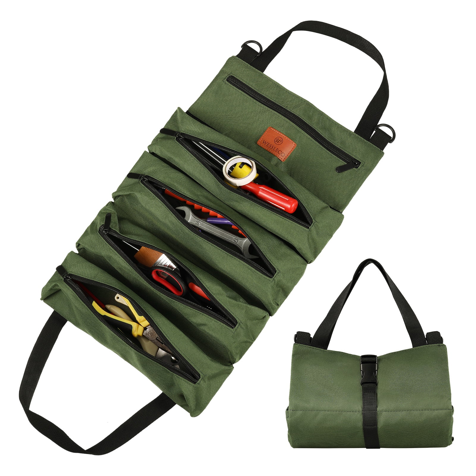 LUIISIS RollUp Tool Bag, 11x19 inches Canvas Wrench Tool Bag, Canvas