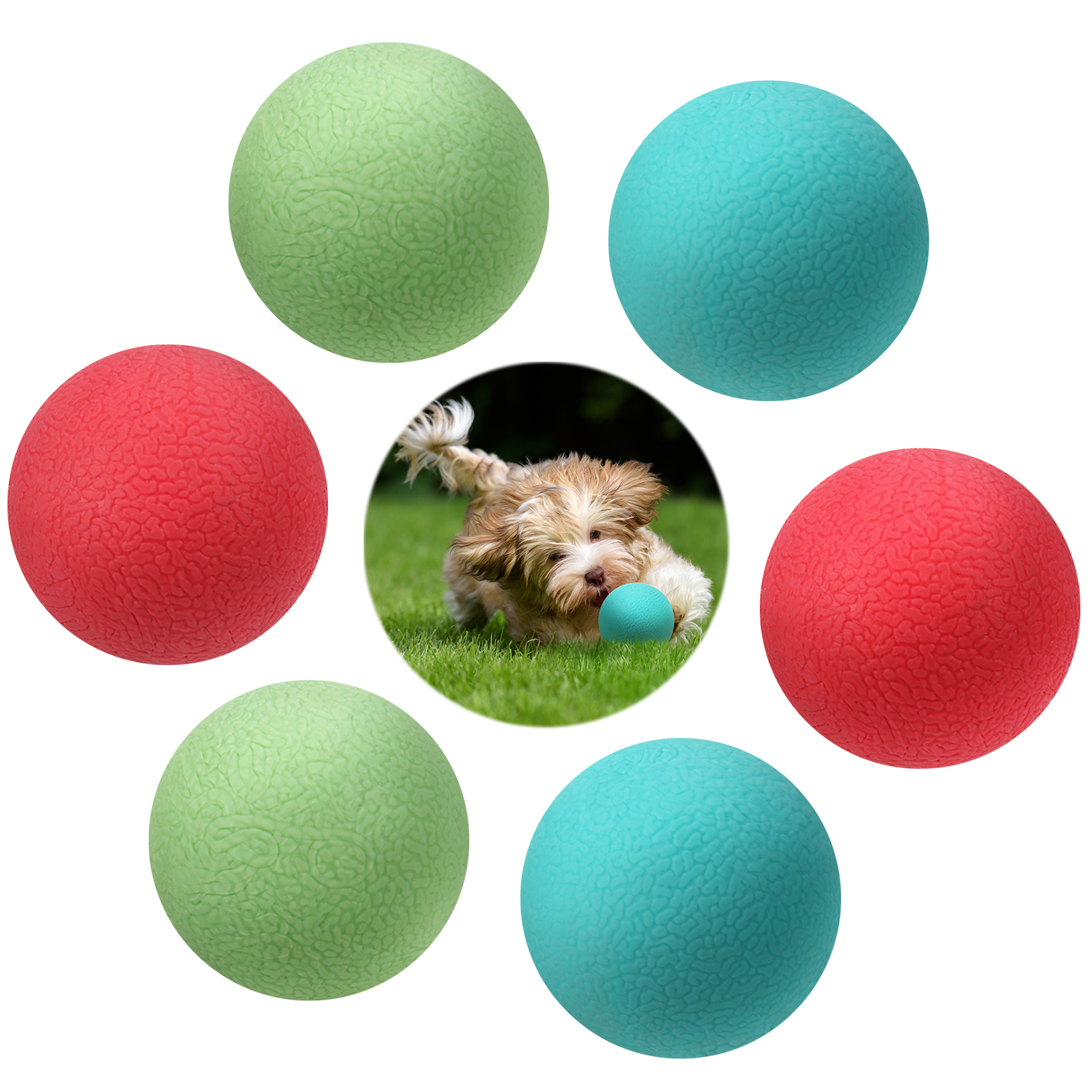 LUIISIS6 Pcs Soft Dog Chew Toy Ball, 1.57 Inches Medium Rubber Dog Toy