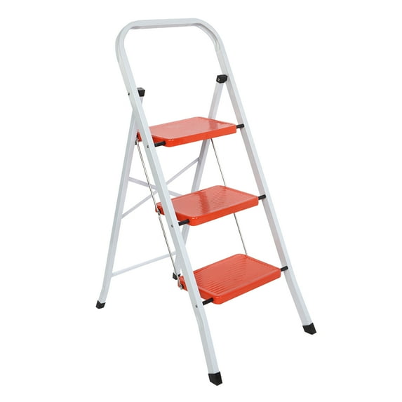 LUISLADDERS 3 Step Ladder Folding Step Stool Ladders with Hand grip 350 lbs
