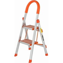 LUISLADDERS 2 Step Ladder with Handrails, Aluminum Lightweight Folding Step Stool, Portable Home and Kitchen Anti-Slip Stepladder 350lbs EN131 (2 Step)