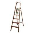 thumbnail image 1 of LUISLADDERS 5 Step Ladder Woodgrain Aluminum Folding Step Stool Sturdy Lightweight Ladders, 1 of 9