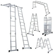 LUISLADDERS Extension Ladder 12.5 ft 7 in 1 Step Ladder 330 lbs EN 131 Standard
