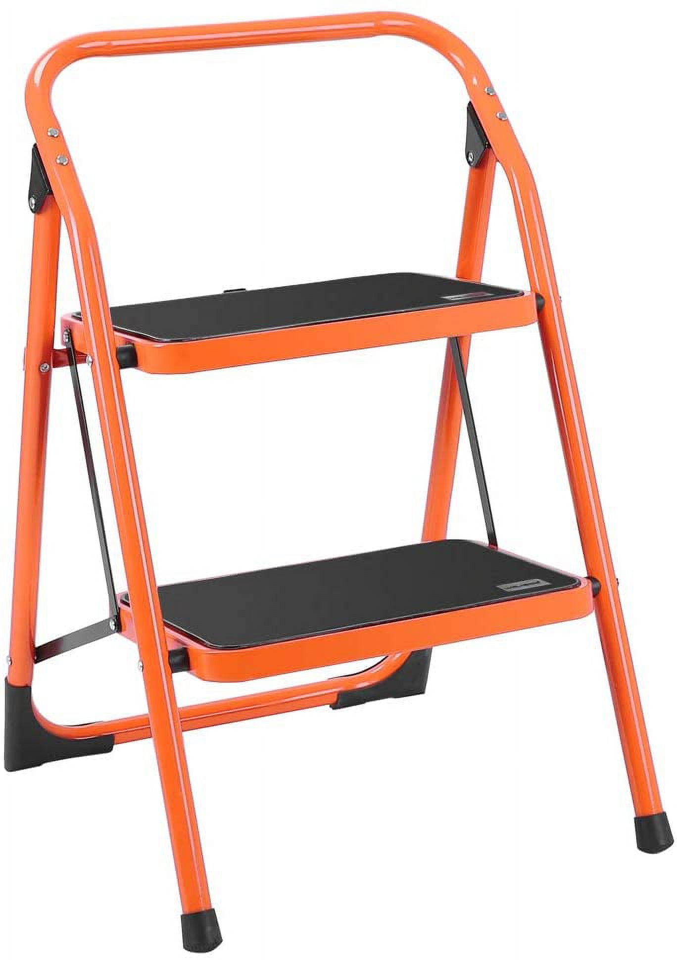 LUISLADDERS Step Ladder 2 Step Stool Fold Sturdy Steel Ladder 330lbs