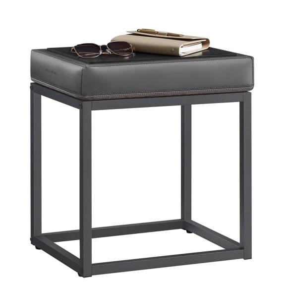 SONGMICS HOME LUIZ Collection - Ottoman Footstool Rectangle Ottoman Vanity Chair Stool Footrest Reversible Top Side Table Dove Gray