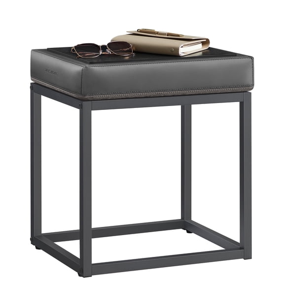 SONGMICS HOME LUIZ Collection - Ottoman Footstool Rectangle Ottoman Vanity Chair Stool Footrest Reversible Top Side Table Dove Gray