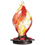 LUJII Ice Cream Shaped Spiral Hummingbird Feeder, Hand Blown Glass, 28 fl.oz, Leak Proof & Rustproof, Includes an Ant Moat for Outdoors Hanging, Unique & Stylish Garden, Outside & Backyard Decor (Red)