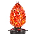 thumbnail image 1 of LUJII Pine Cone Shaped Hand Blown Glass Hummingbird Feeder for Outdoors Hanging, Rust Proof & Leak Proof, 25 fl.oz, Unique Gift for Bird Lover, Garden & Backyard Decor, Red, 1 of 7