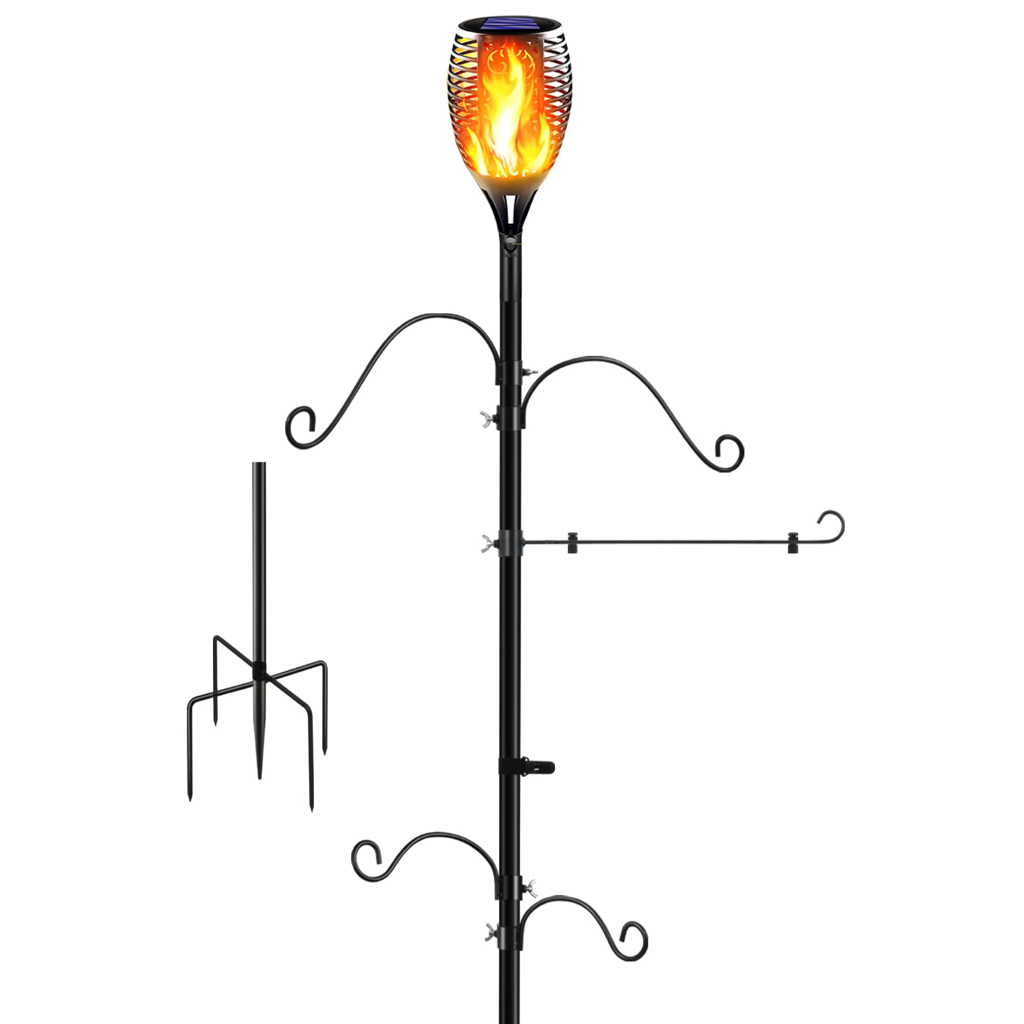 LUJII Solar Shepherds Hooks for Outdoors, Solar Tiki Torches with
