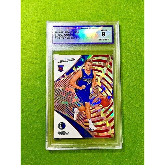 LUKA DONCIC CRACKED ICE PRIZM ROOKIE CARD GRADED 9 SP 2018 Revolution NEW YEAR