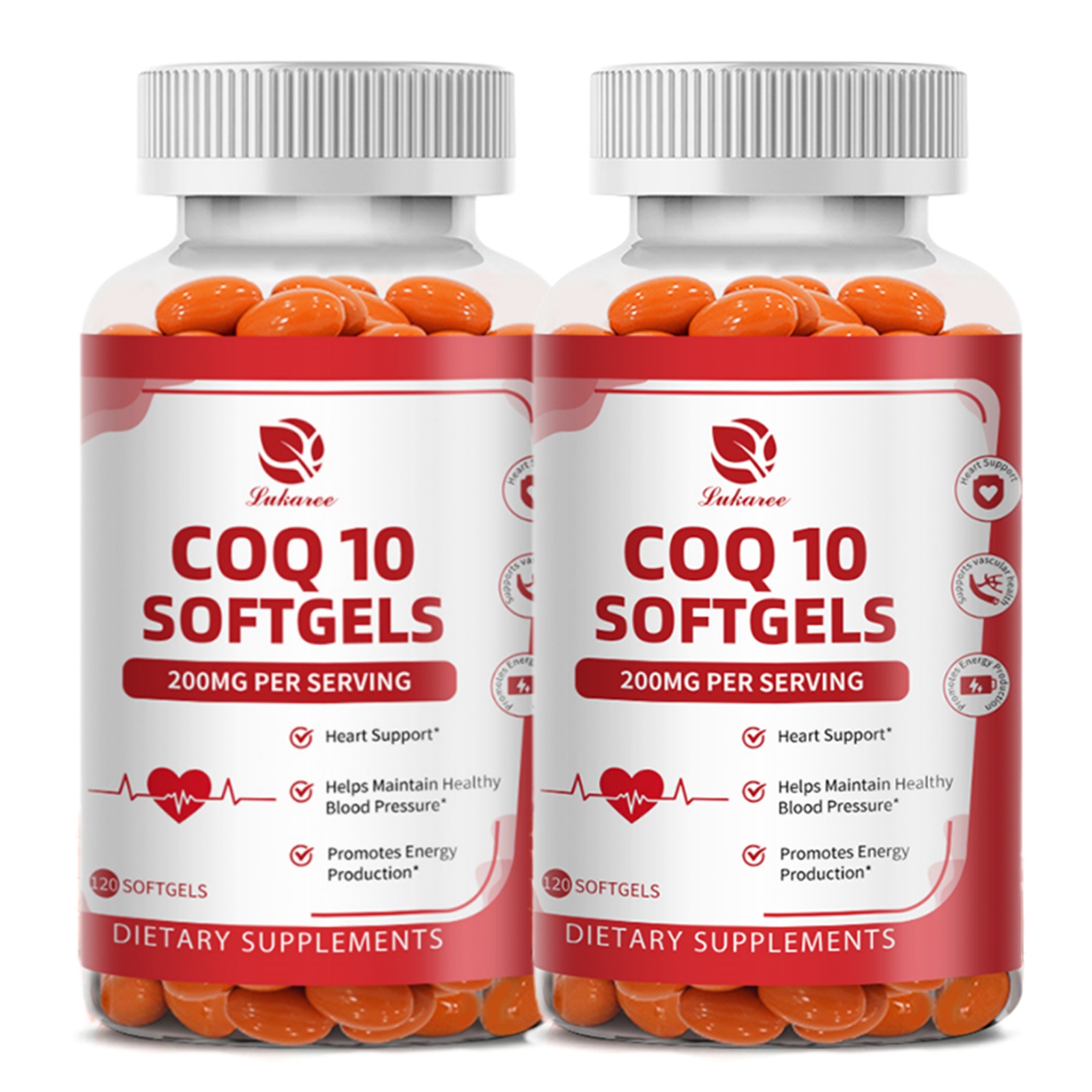 LUKAREE Coenzyme Q10 200mg Capsules, Daily Dietary Supplement for Men Women, Total 240 Softgels