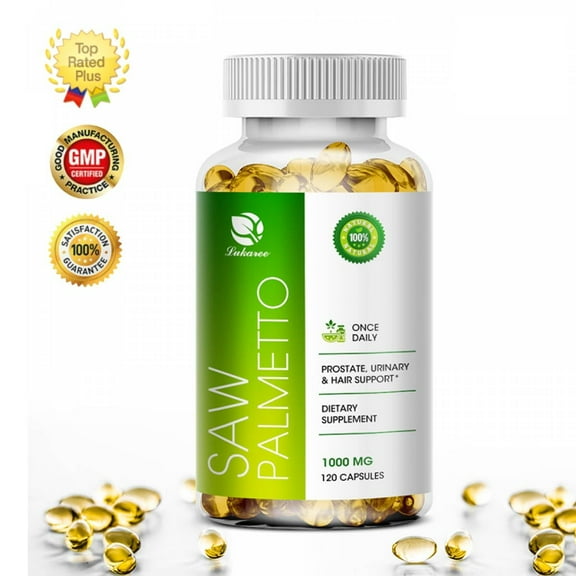 LUKAREE Pure Saw Palmetto 1000 mg, Support Urinary Functions and Prostate Health, 120 Vegan Capsules