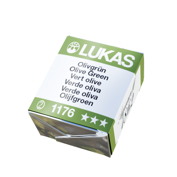 LUKAS 1862 Aquarell Artists' Watercolor Pans, Olive Green Half Pan - Vibrant Professional Grade Watercolor Paint - Easy-to-Wet, Intense Color, Long-lasting - Ideal for Professional Watercolorists
