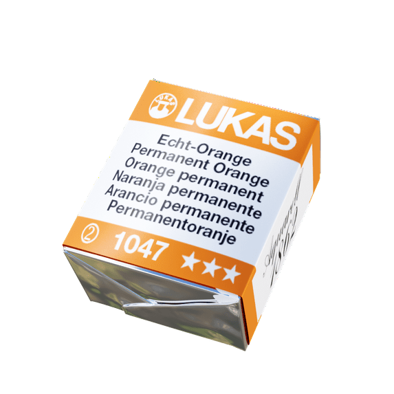 LUKAS 1862 Aquarell Artists' Watercolor Pans, Permanent Orange Half Pan - Vibrant Professional Grade Watercolor Paint - Easy-to-Wet, Intense Color, Long-lasting - Ideal for Professional Watercolorists