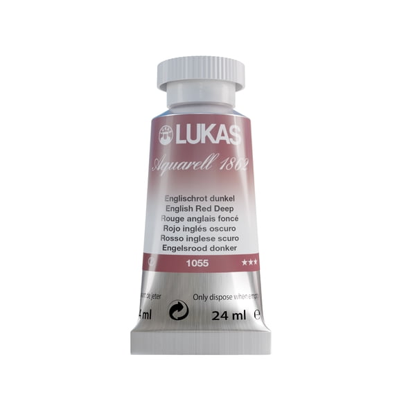 LUKAS 1862 Aquarell Artists' Watercolor Tubes, English Red Deep 24 ml - Vibrant Professional Grade Watercolor Paint - Easy-to-Wet, Intense Color, Long-lasting - Ideal for Professional Watercolorists