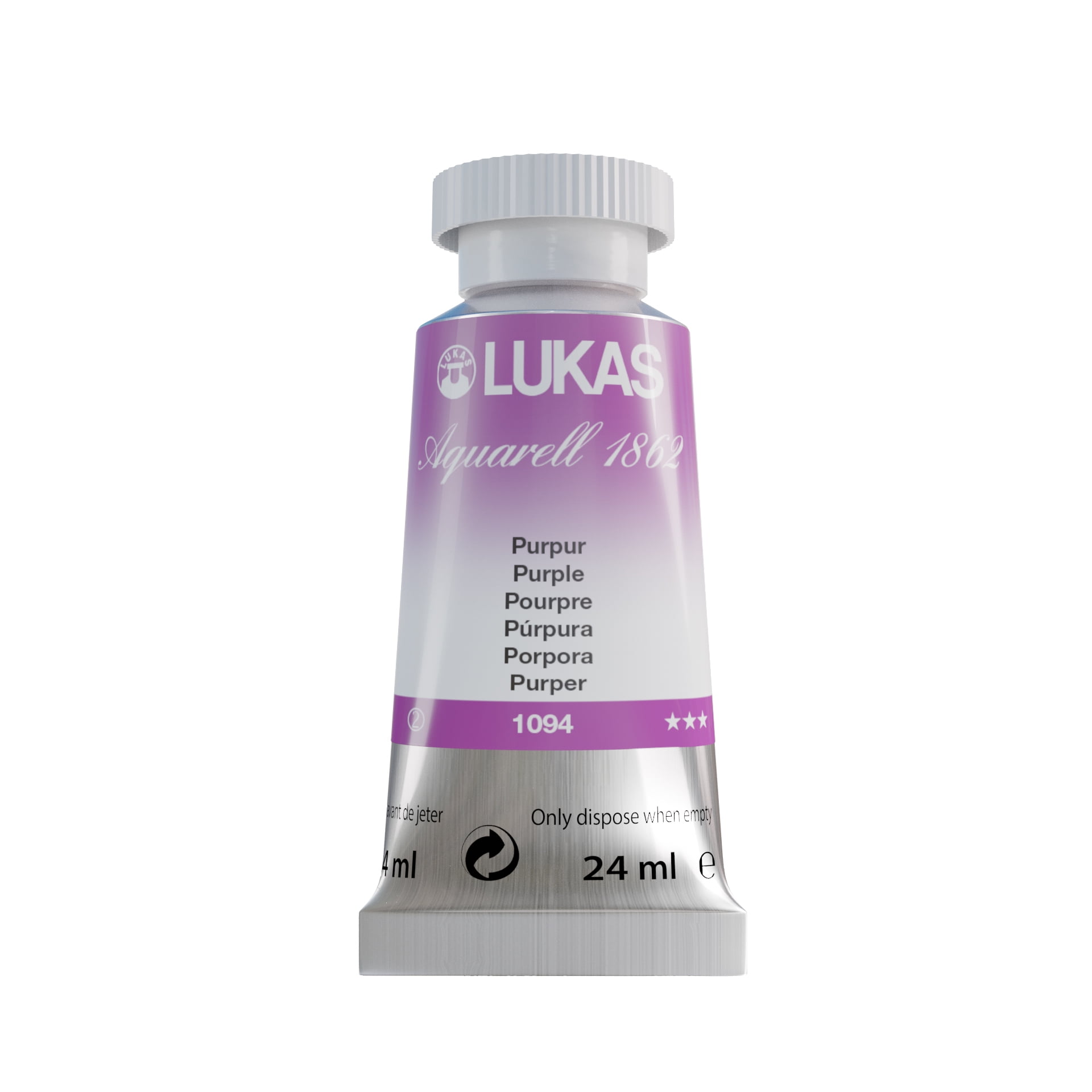 LUKAS 1862 Aquarell Artists' Watercolor Tubes, Purple 24 ml - Vibrant Professional Grade Watercolor Paint - Easy-to-Wet, Intense Color, Long-lasting - Ideal for Professional Watercolorists