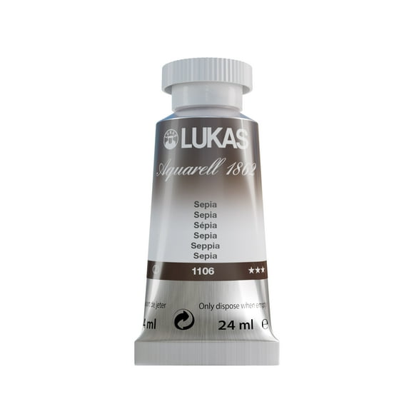 LUKAS 1862 Aquarell Artists' Watercolor Tubes, Sepia 24 ml - Vibrant Professional Grade Watercolor Paint - Easy-to-Wet, Intense Color, Long-lasting - Ideal for Professional Watercolorists