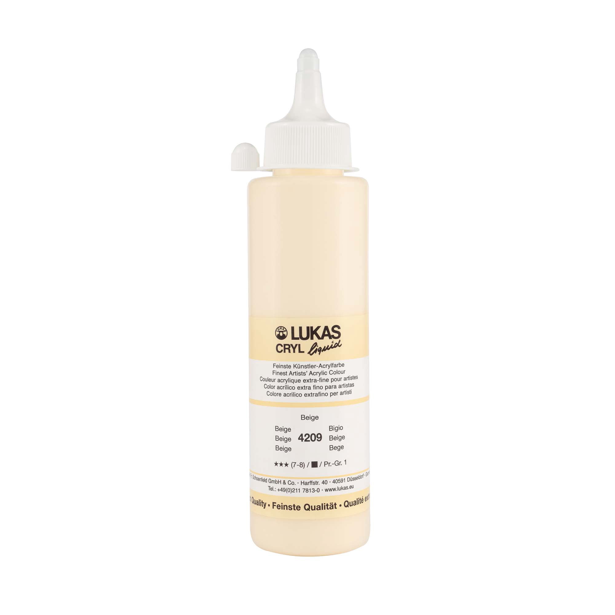 Lukas Cryl Liquid Soft Body Acrylic Paints for Painting - Professional Low Viscosity - 250 ml Bottle Beige
