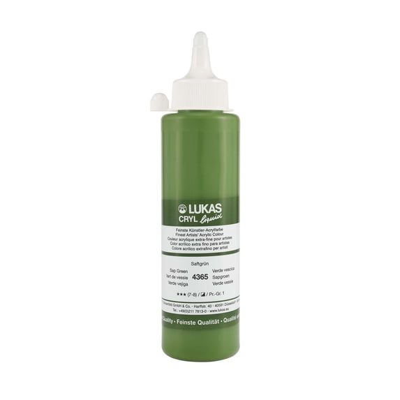 Lukas Cryl Liquid Soft Body Acrylic Paints for Painting - Professional Low Viscosity - 250 ml Bottle Sap Green