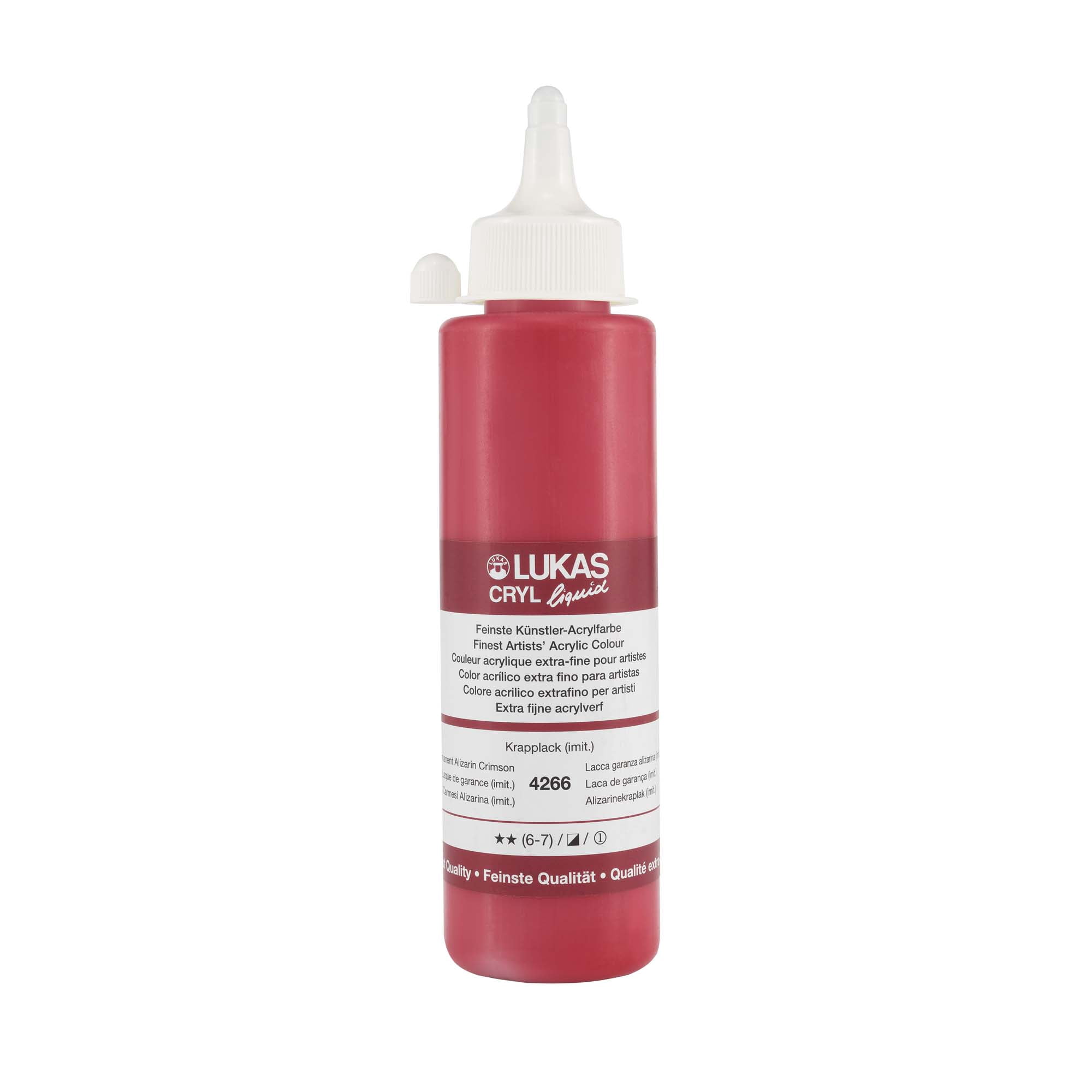 Lukas Cryl Liquid Soft Body Acrylic Paints for Painting - Professional Low Viscosity - 250 ml Bottle Alizarin Crimson Hue