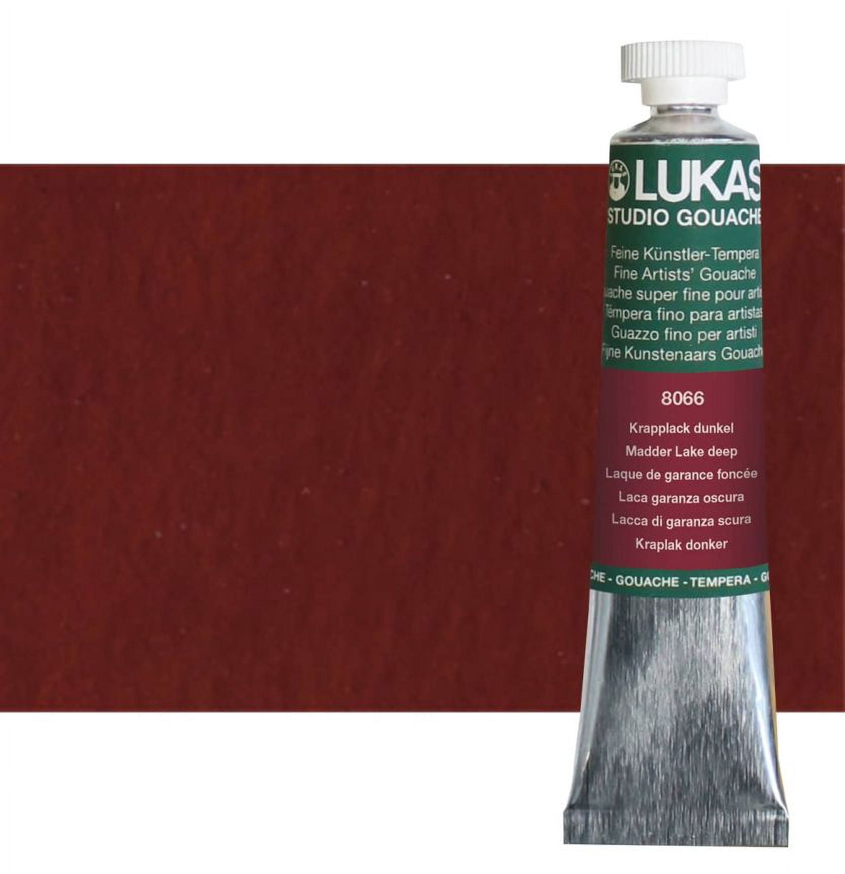 LUKAS Designer's Gouache Master Opaque Watercolor Paint - Single 20 ml Tube - Madder Lake Deep