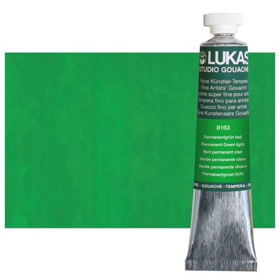 LUKAS Designer's Gouache Master Opaque Watercolor Paint - Single 20 ml Tube - Permanent Green Light
