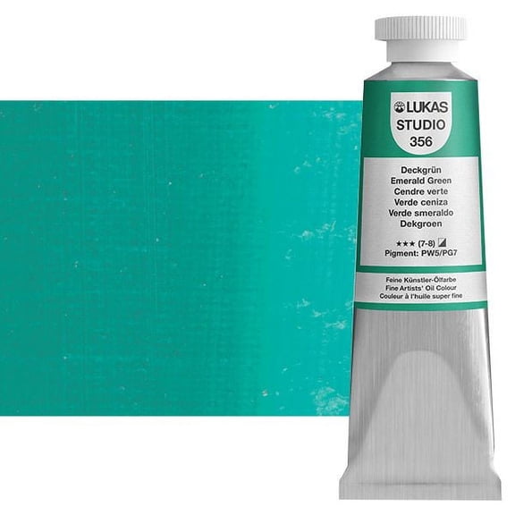 LUKAS Studio Artist Oil Color Paints - High-pigment oil paint made with natural binder for artist, painting, & more! - [Emerald Green - 37 mL]