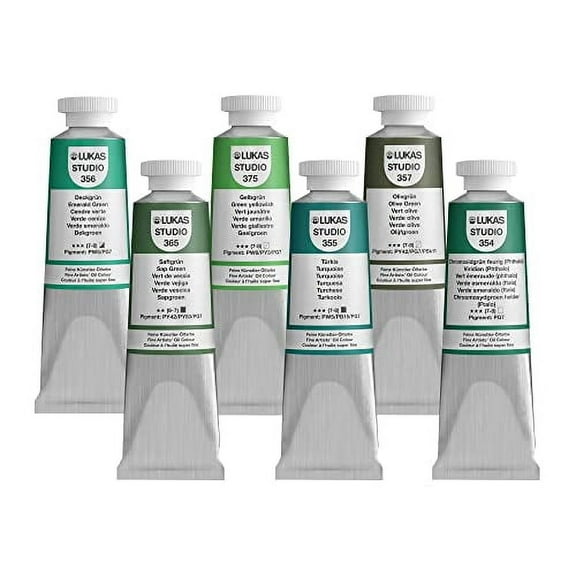 LUKAS Studio Artist Oil Color Paints - High-Pigment Oil Paint Made with Natural Binder for Artist, Painting, & More! - [Greens - 37 mL]