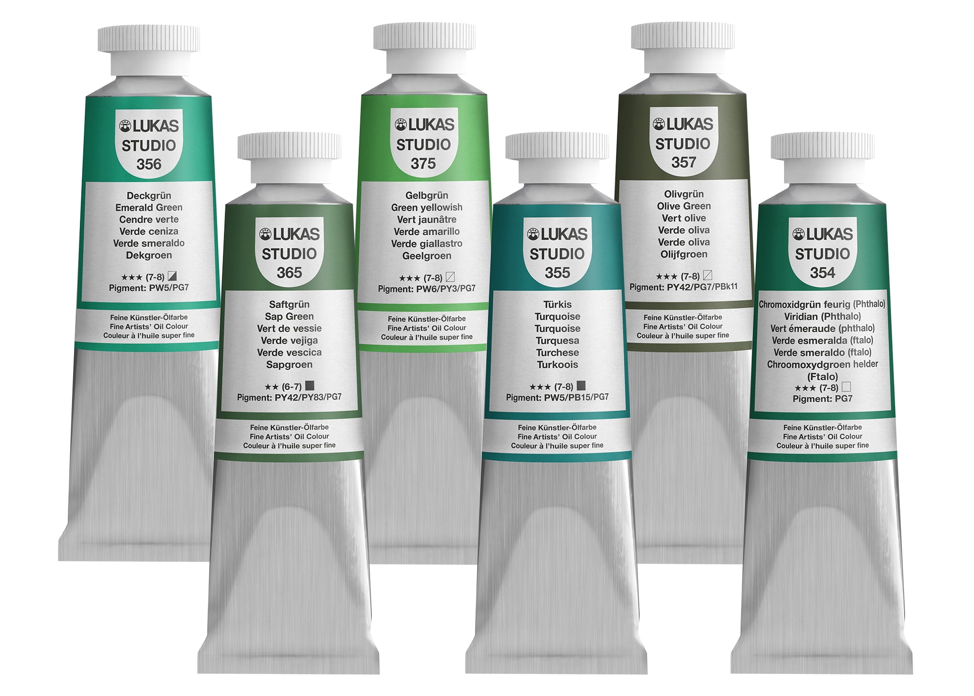 LUKAS Studio High-Pigment Green Oil Paint Set, 37 mL